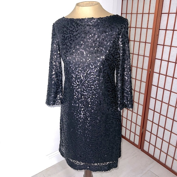 Jessica Howard Evenings Sequin Drape Back Cocktail Dress - Picture 2 of 5